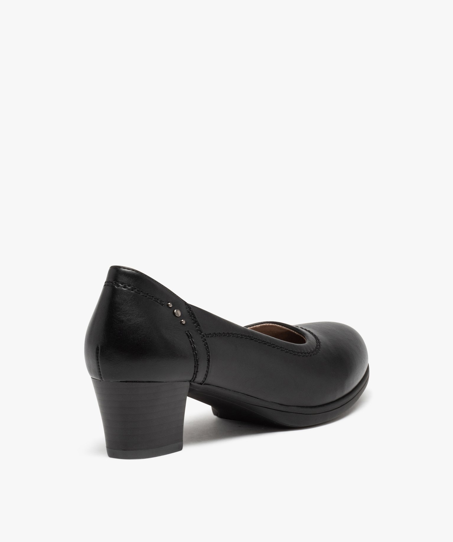 Escarpin confort à bout rond et petit talon femme noir | GEMO