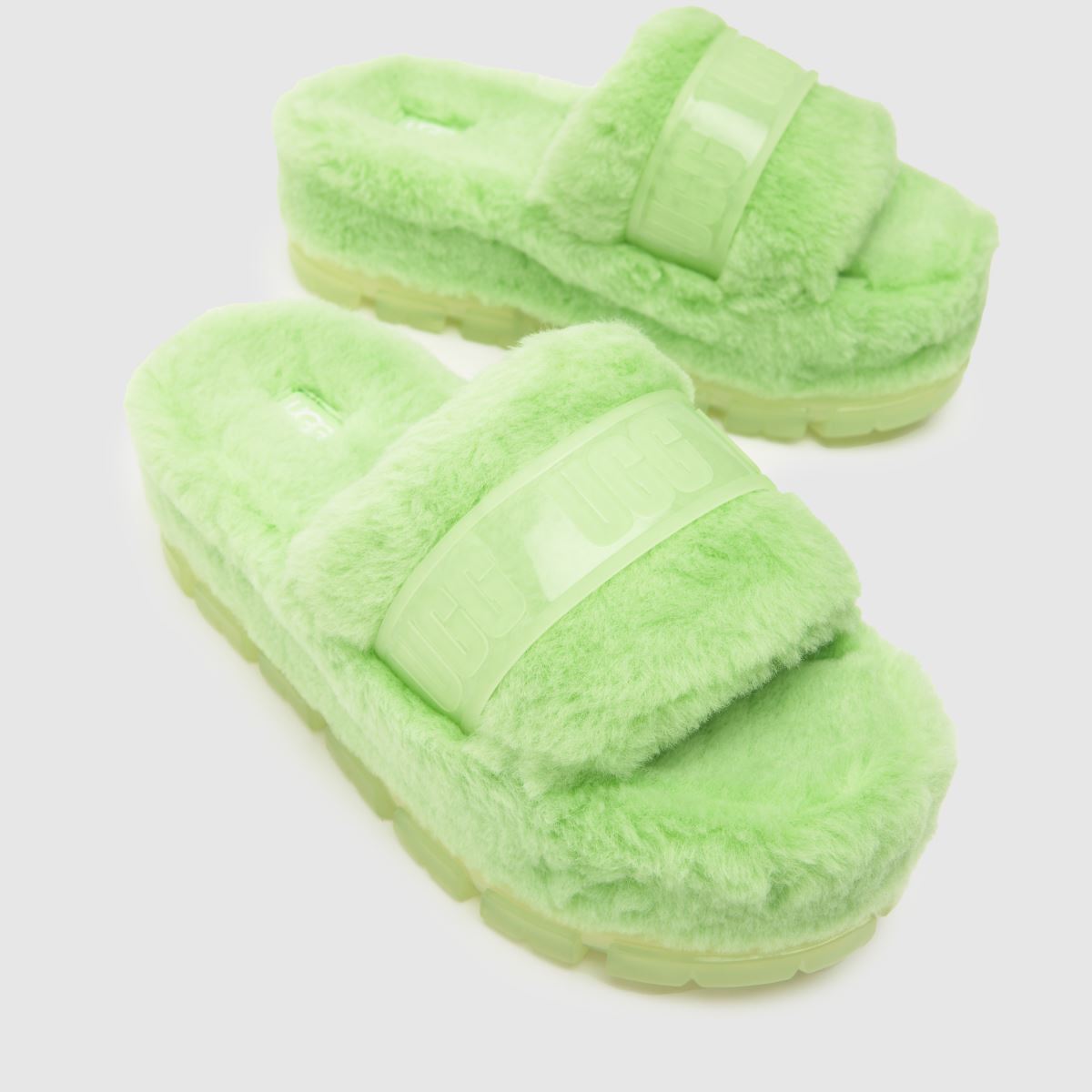 UGG – Fluffita – Limefärgade genomskinliga tofflor