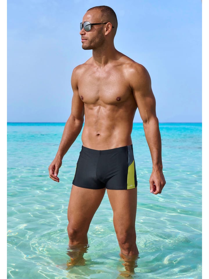 H.I.S Boxer-Badehose in schwarz-gelb günstig kaufen