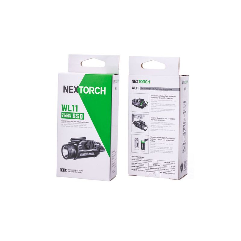 Nextorch WL11 Wiederaufladbare 650 Lumen LED Pistolen Taschenlampe (Taktisches Licht)