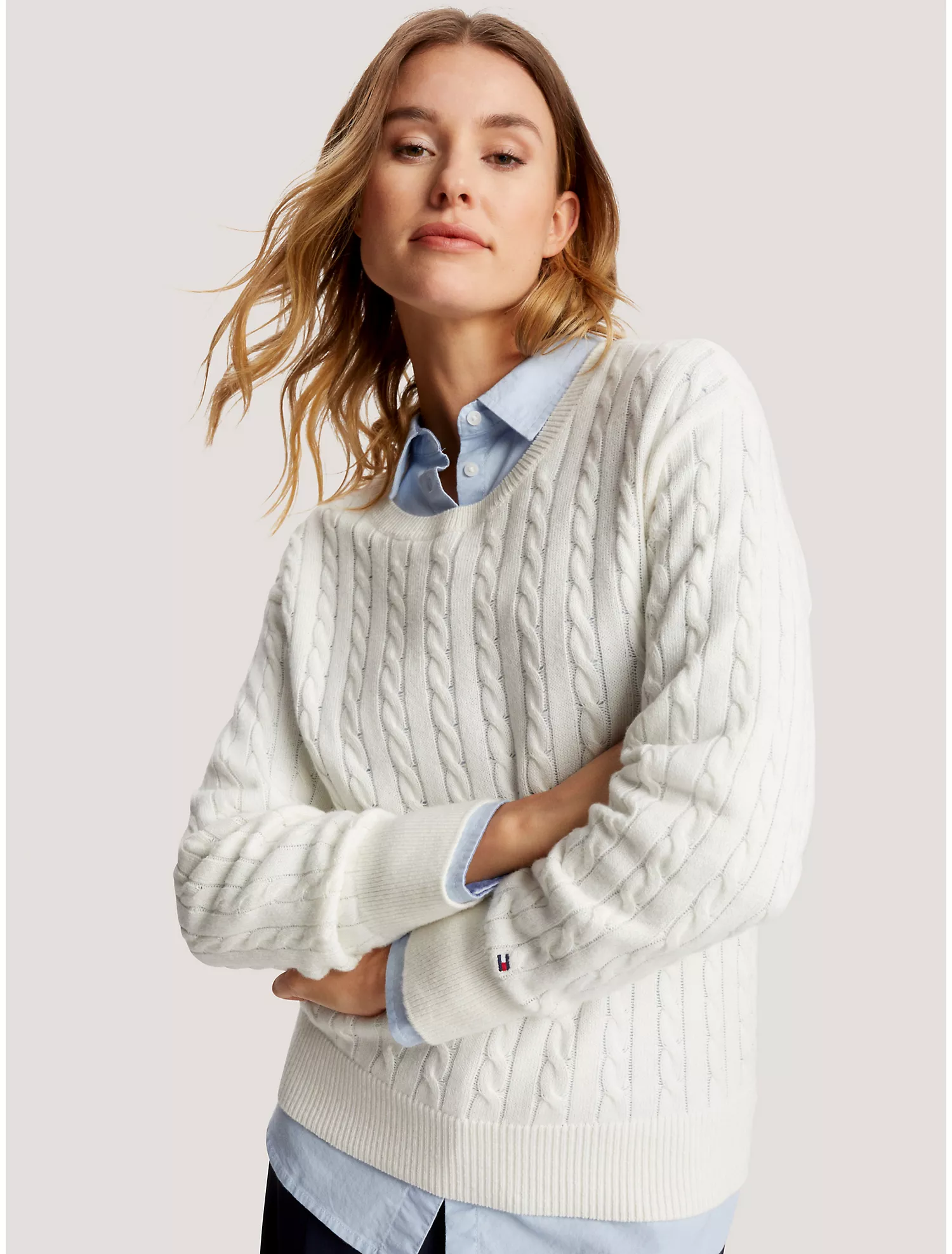 Relaxed Fit Cable Knit Sweater