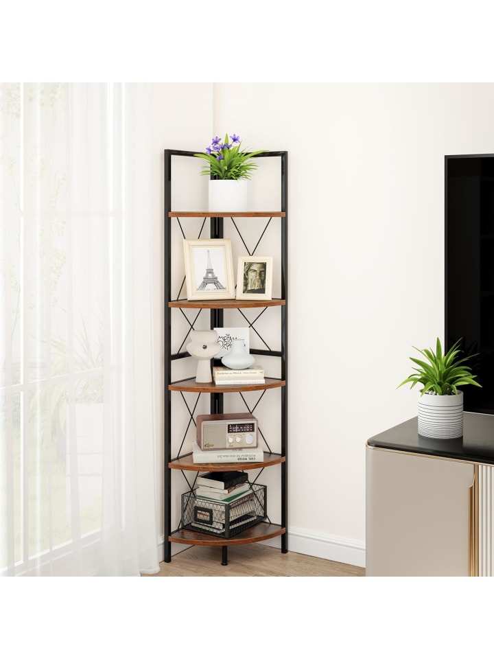 COSTWAY Eckregal mit 5 Ebenen 160 cm in Braun günstig kaufen onesize