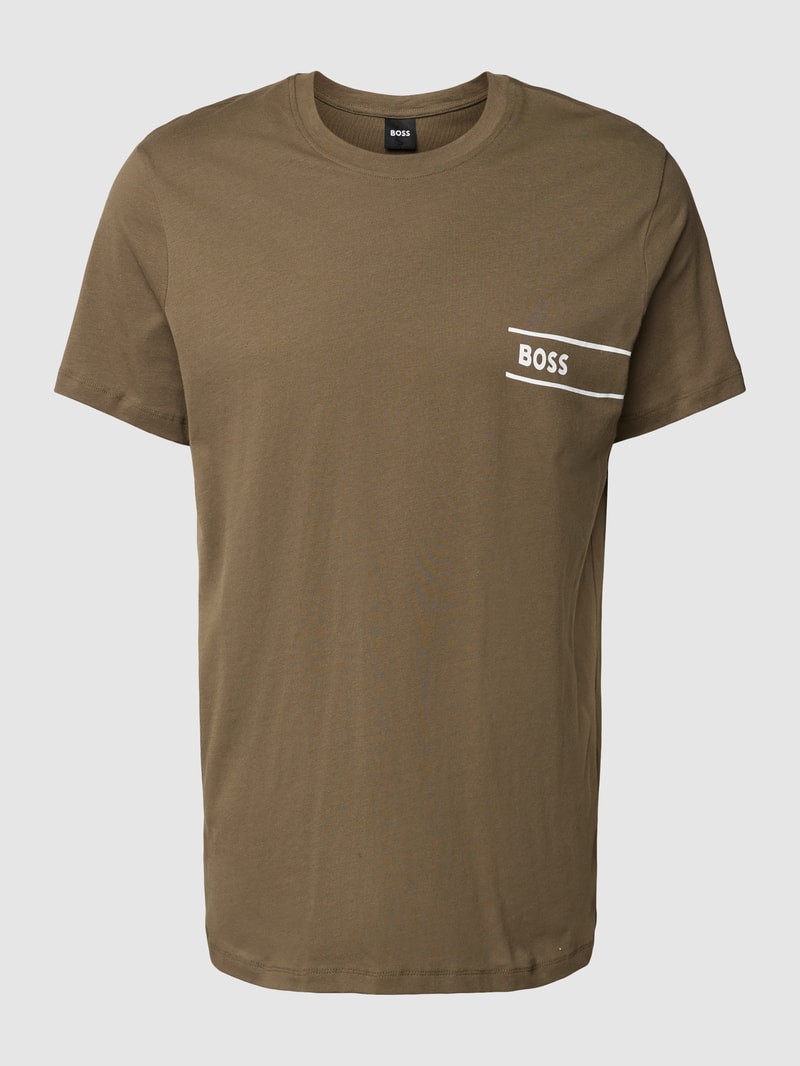 T-Shirt mit Label-Print in olivgrün