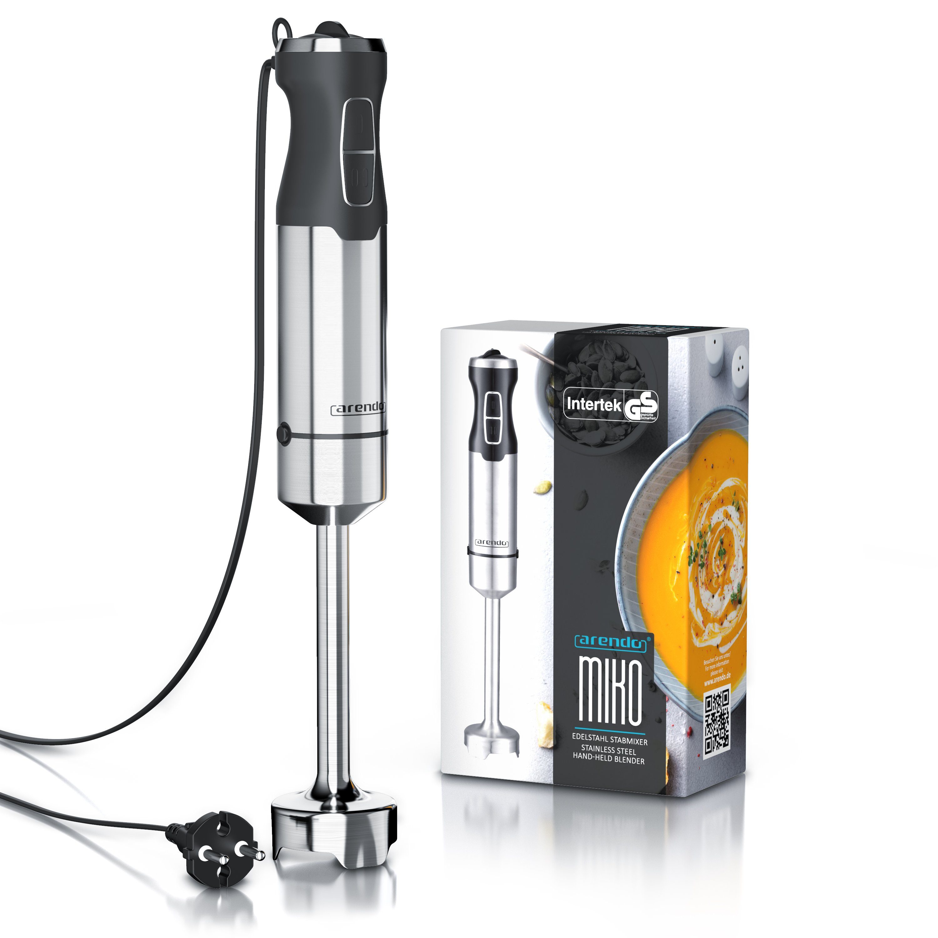 Arendo Stabmixer, 1000 W, Edelstahl Stabmixer Pürierstab - Handmixer - stufenlose Regelung