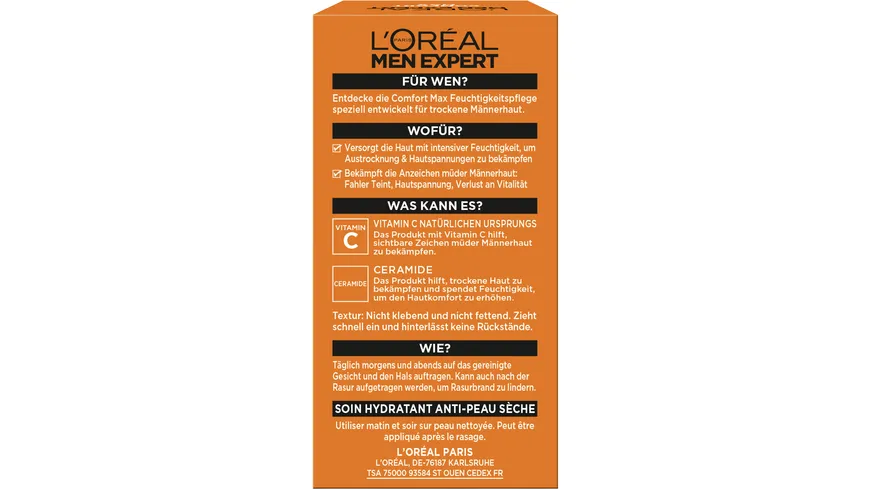 L'Oréal Men Expert Hydra Energy Tagespflege Gesicht Comfort Max 50 ml