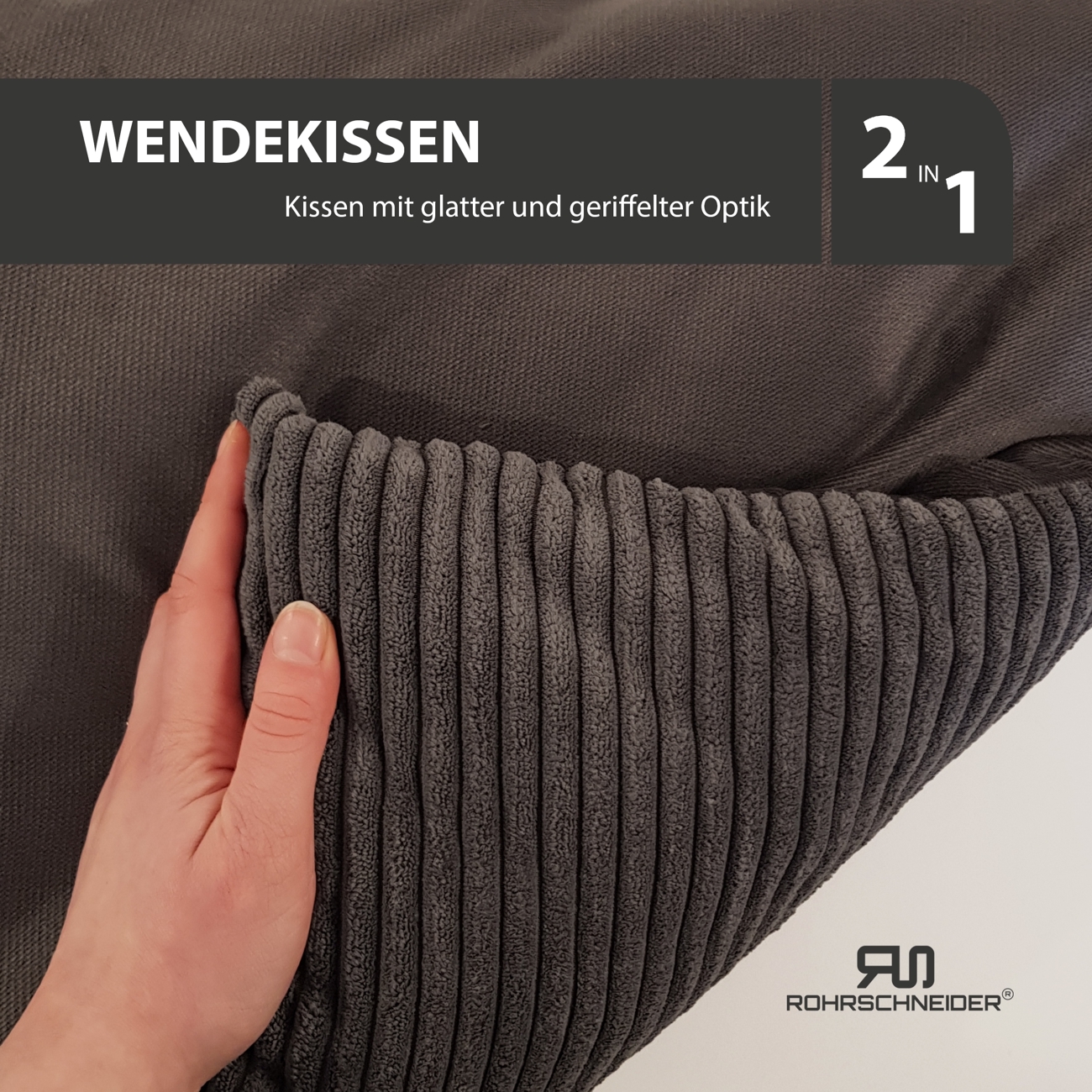 Rohrschneider Hundebetten Rohrschneider Hundebett mit Gratis-Beigabe, waschbar, robuster Breit-Cordstoff grau