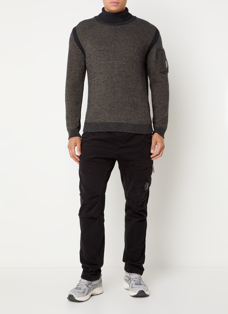 CP Company Coarse knit turtleneck in wool blend with embroidered design