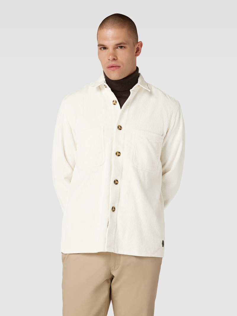 Overshirt aus Cord mit Umlegekragen in offwhite
