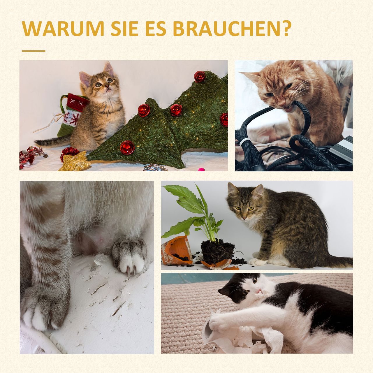 PawHut Kratzbaum Katzenbaum mit Katzenhöhle und großer Plattform aus Plüsch in Khaki Beige Kaffee