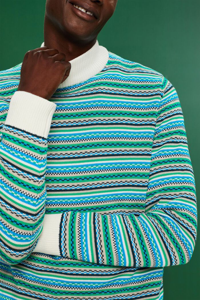 Jacquardpullover aus Baumwolle mit Stehkragen