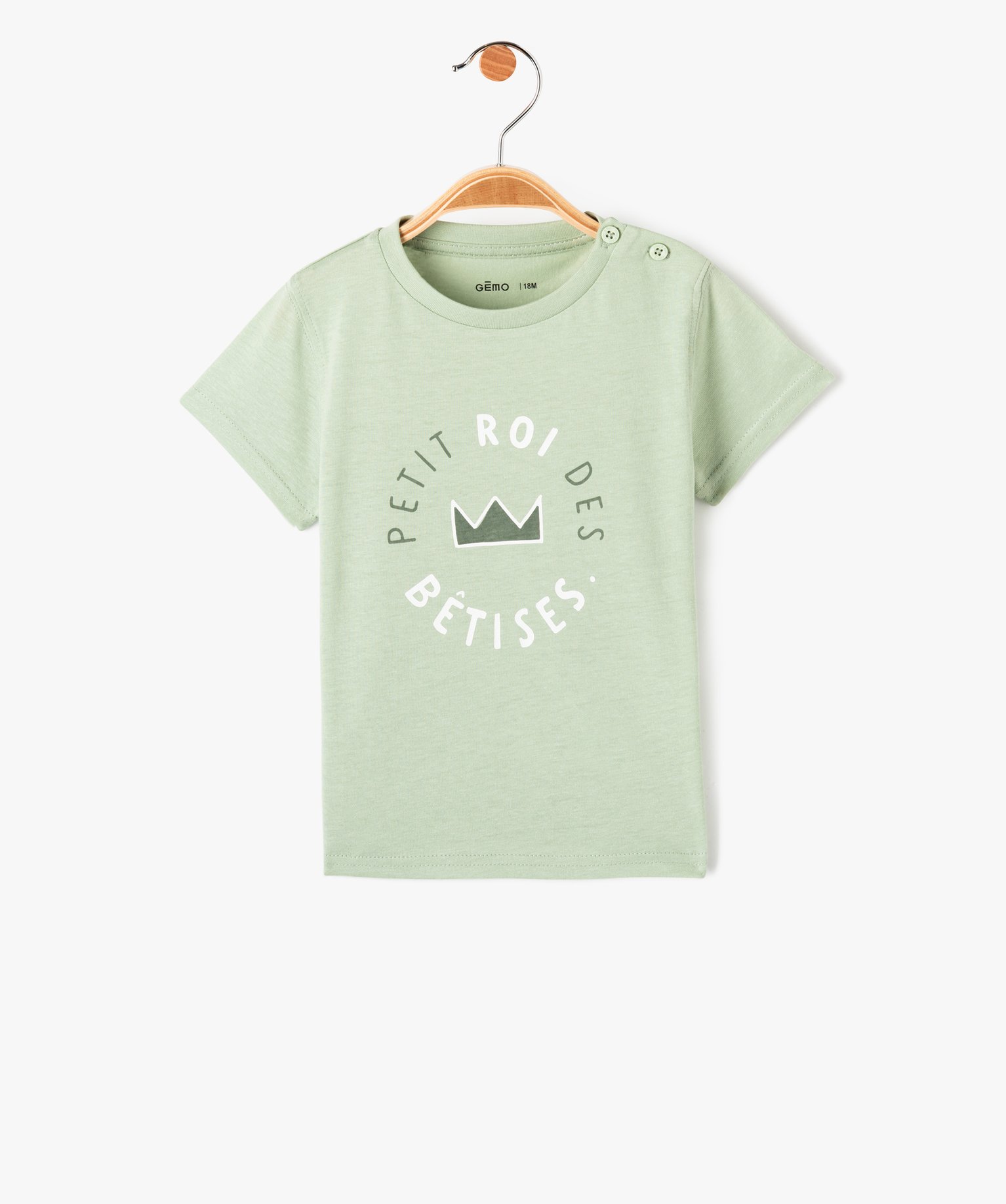 Tee-shirt bébé Garçon à manches courtes et message humor... vert clair | GEMO