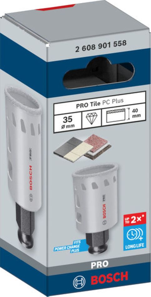 Bosch Blue Accessories 2608901558 PRO Tile PC Plus dimanta caurumzāģis flīzēm 35 mm