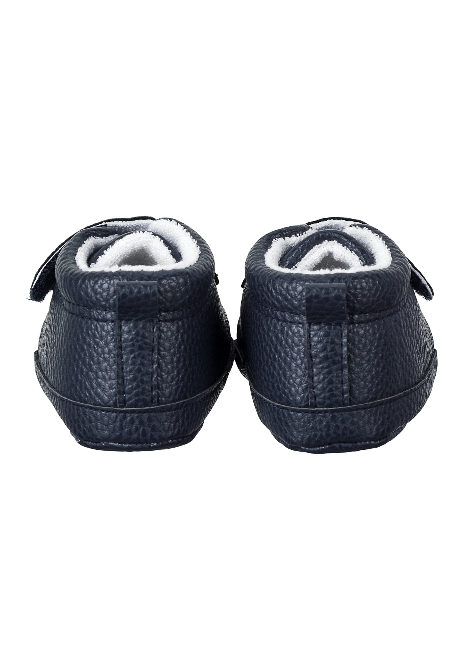 Babyschuh aus Kunstleder, Marine und Weiß
