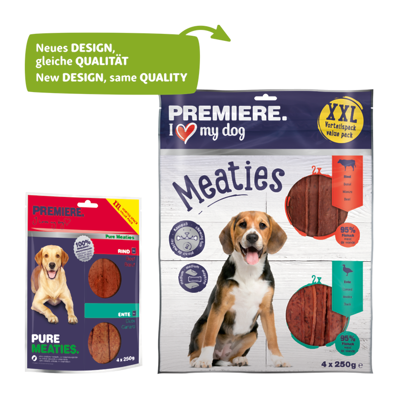 PREMIERE Snacks PREMIERE Pure Meaties XXL Ente & Rind 4x250g