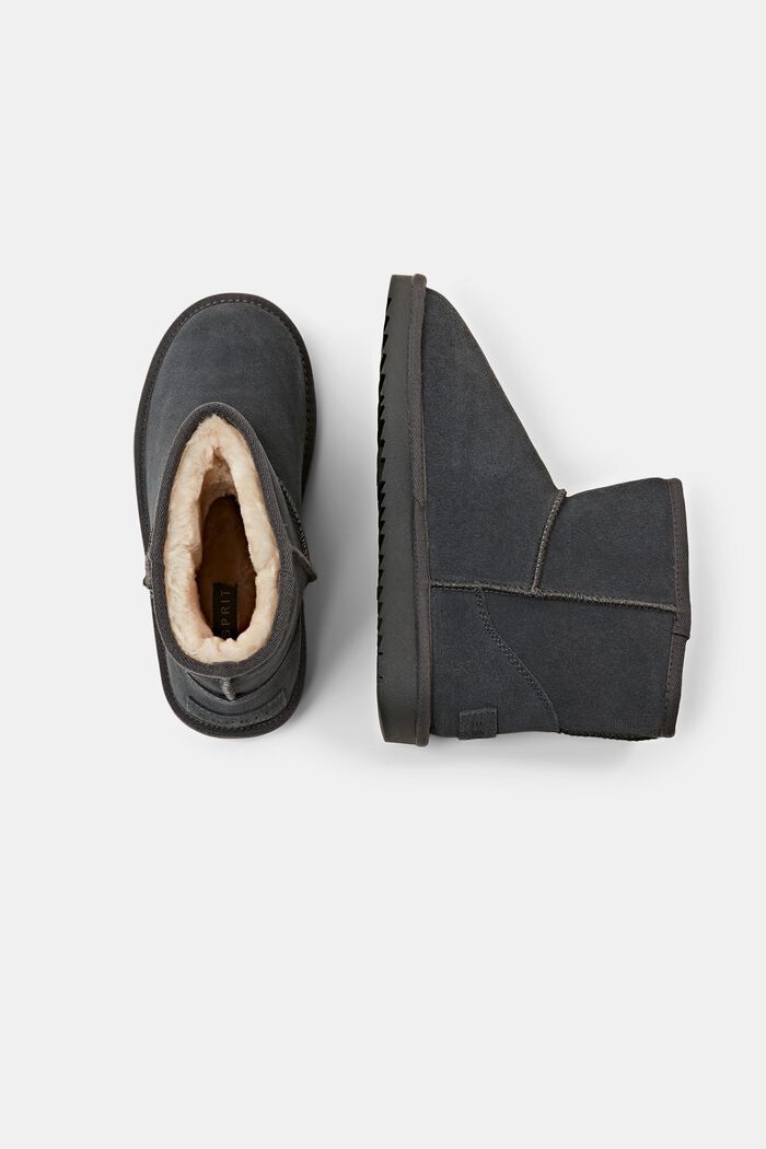 Veloursleder-Boots mit Kunstfellfutter