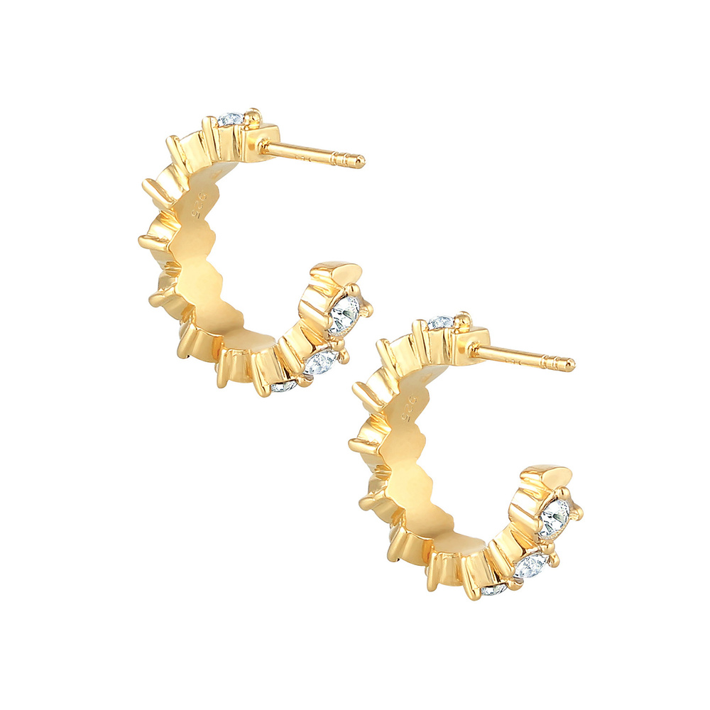 Elli Elli Boucles d'Oreilles Créoles Élégant avec des Cristaux  Boucles d'Oreille Femm Boucles d'oreilles