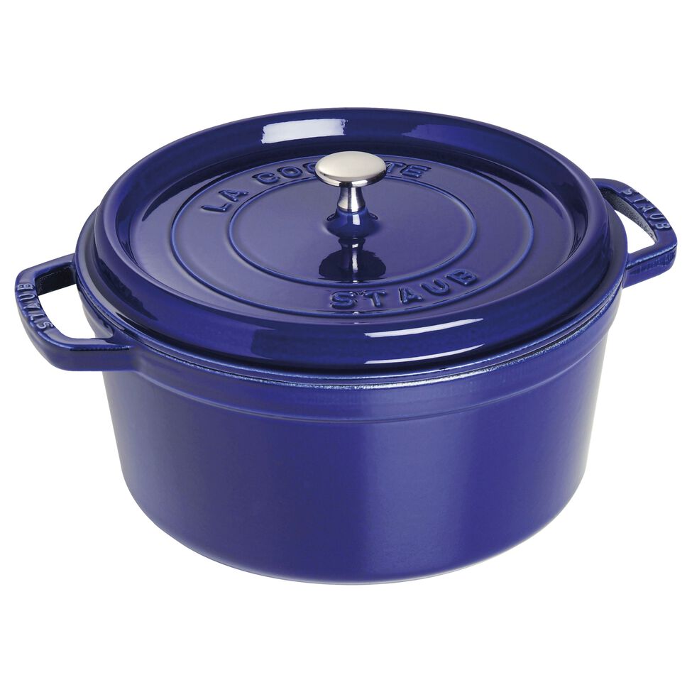Cocotte 28 cm, rund, Dunkelblau, Gusseisen