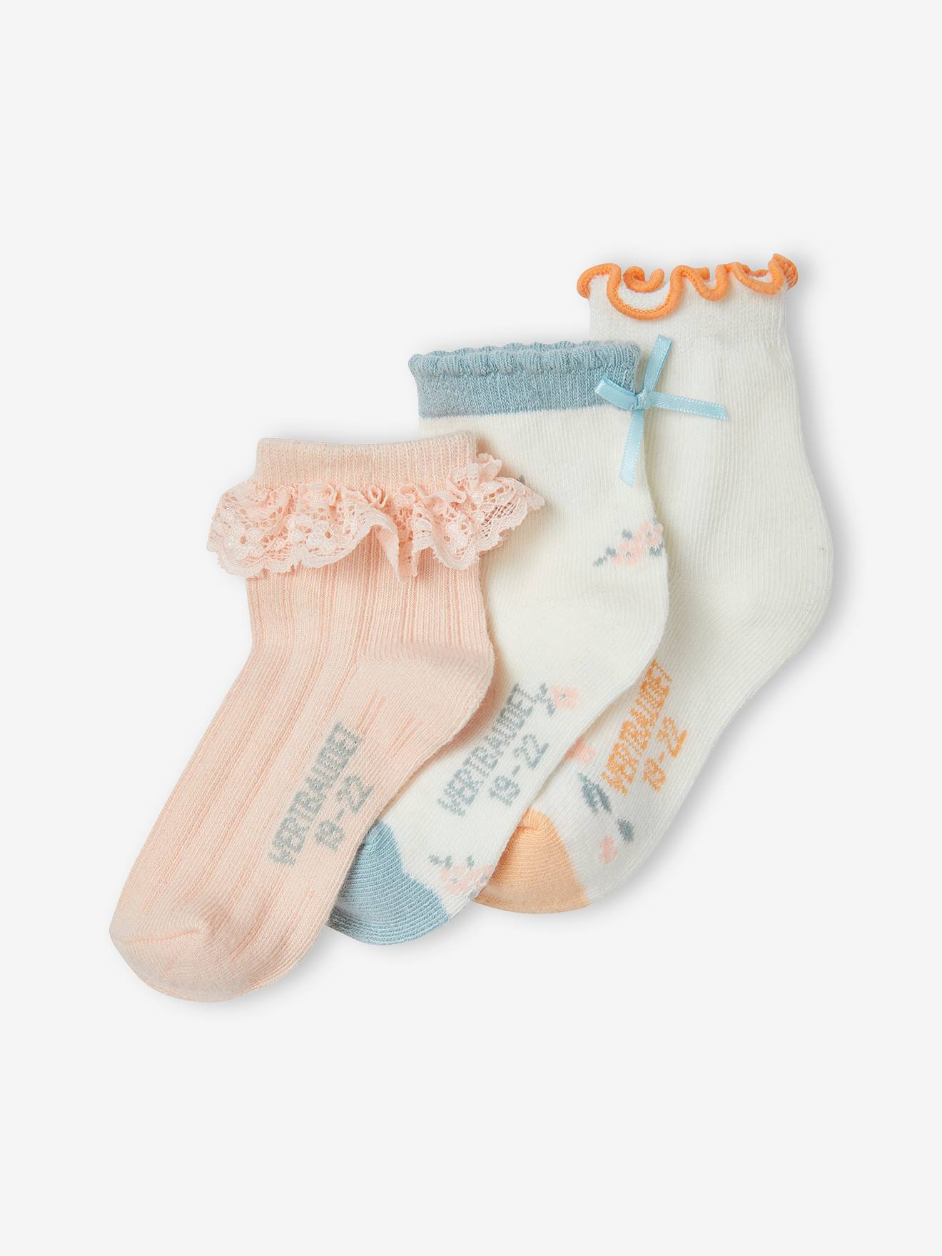 Vertbaudet 3er-Pack Mädchen Baby Socken - zartrosa