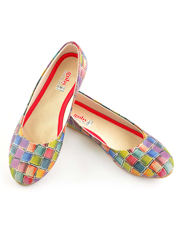 Goby Leder-Ballerinas in Bunt günstig kaufen