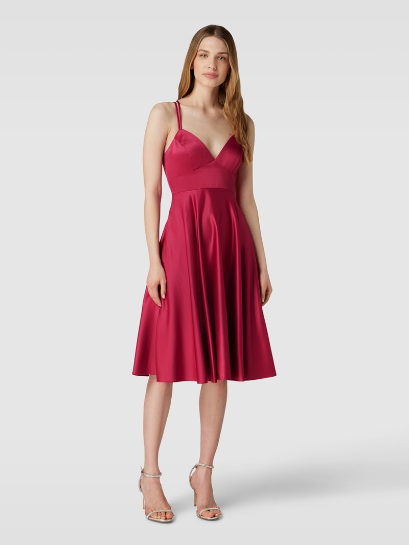 Cocktailkleid mit gekreuzten Spaghettiträgern in fuchsia