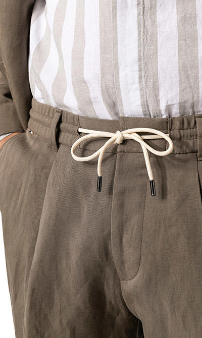 BOSS, Anzug Hanry-Perin, Slim Fit, Lyocell-Leinen ungefüttert, khaki