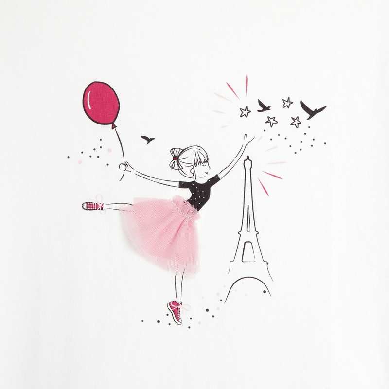 Tshirt blanc dessin crayonné Lili Gaufrette fille
