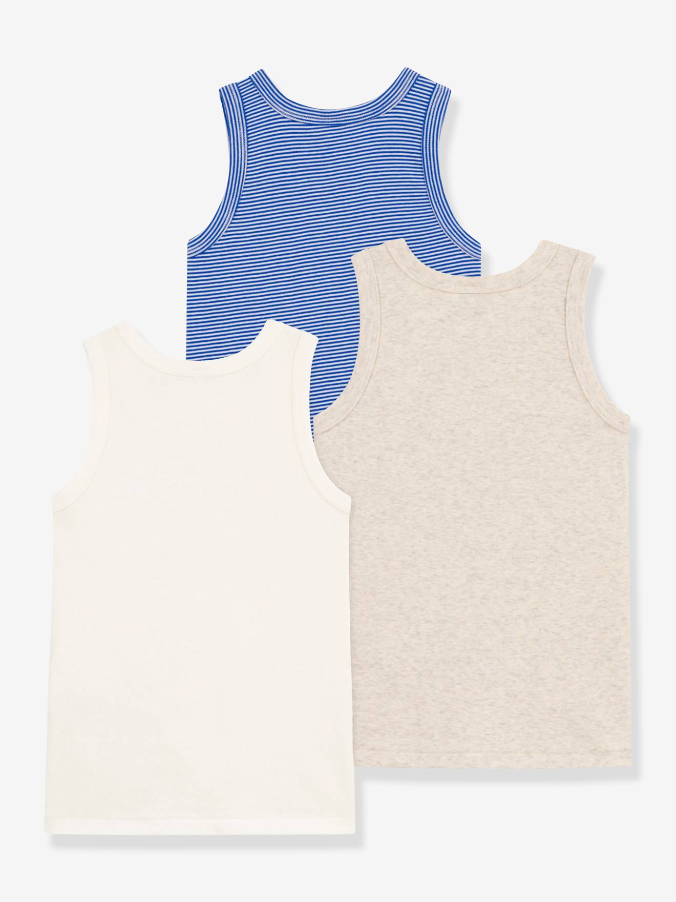 Lot de 3 débardeurs en coton bio PETIT BATEAU blanc