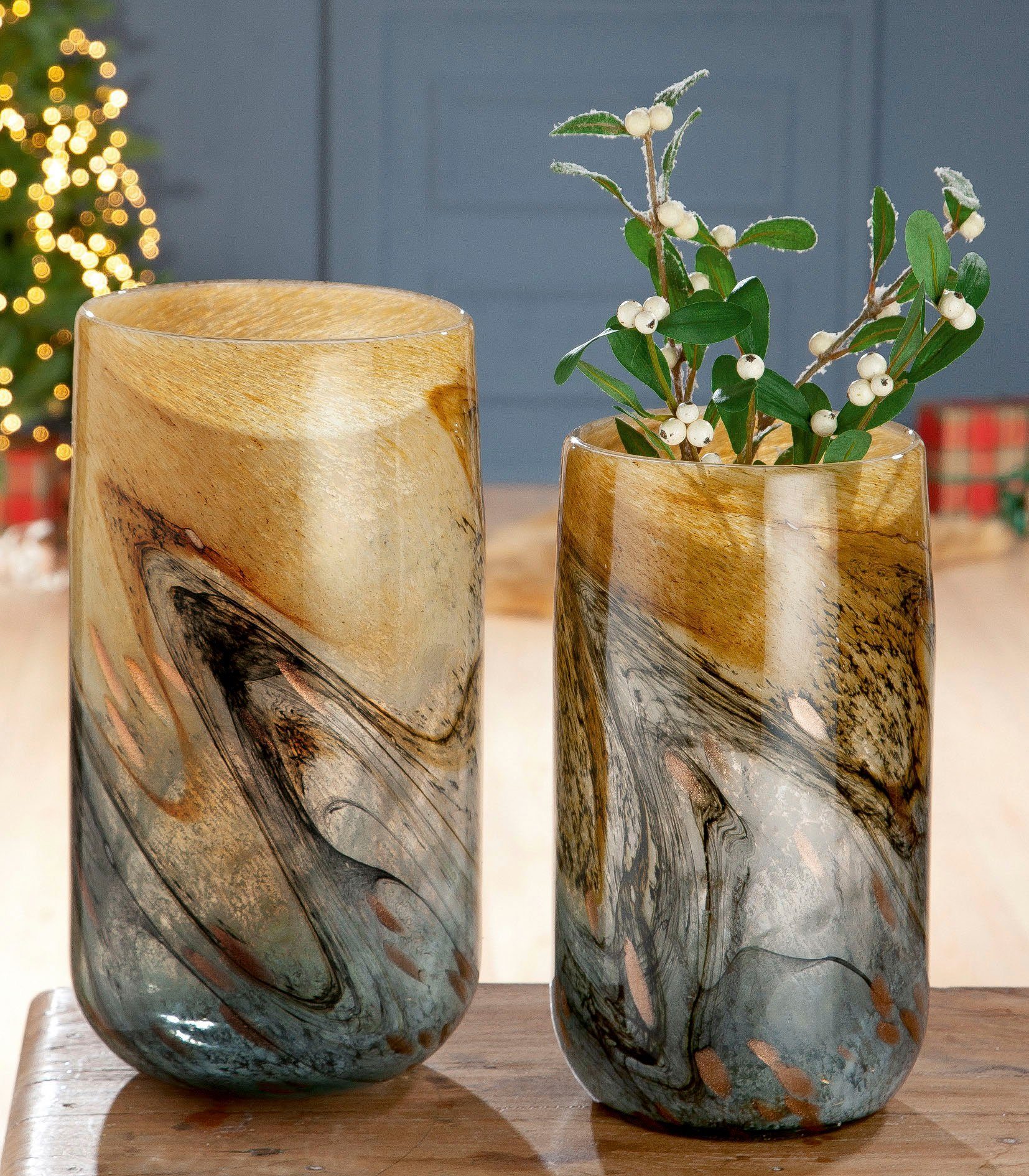 GILDE Tischvase Vida, mit Farbverlauf (1 St), dekorative Vase aus Glas, Blumenvase