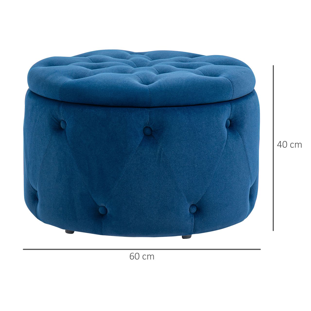 HOMCOM Sitzhocker mit Stauraum, Sitztruhe mit Samtoptik, Knöpfen für Wohnzimmer
