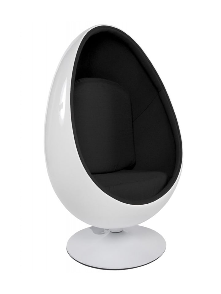 KADIMA DESIGN Wohnzimmer Eiersessel COCOON aus Glasfaser | Retro Design in Weiß-Schwarz günstig kaufen onesize