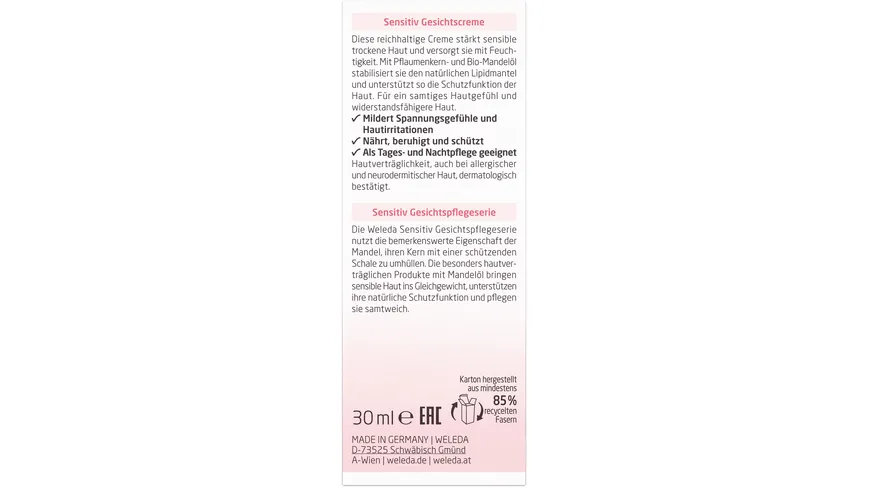 WELEDA MANDEL Sensitiv Gesichtscreme 30 ml
