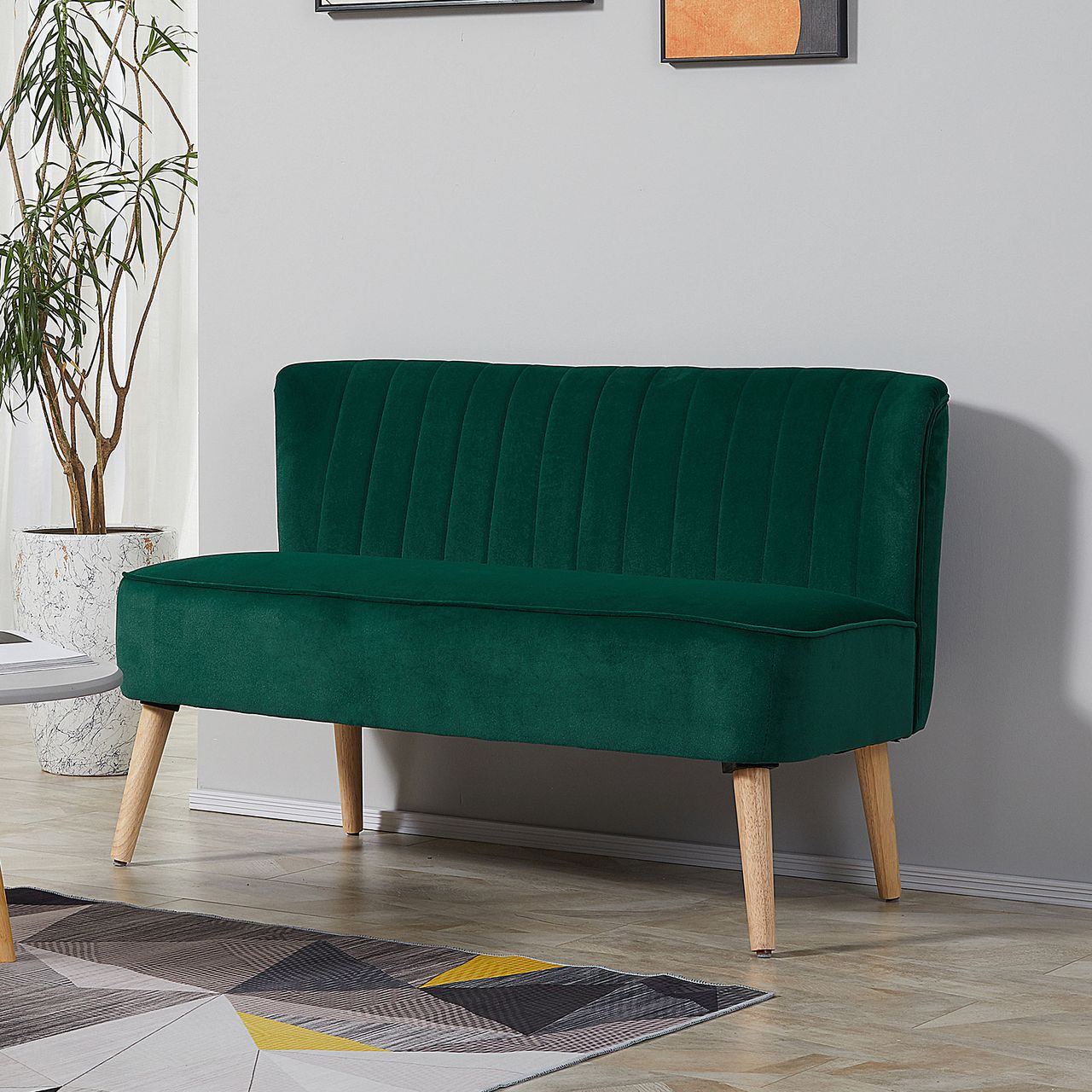 HOMCOM 2-Sitzer Stoffsofa Polstersofa Sitzmöbel Loungesofa Dunkelgrün 117 x 56,5 x 77 cm