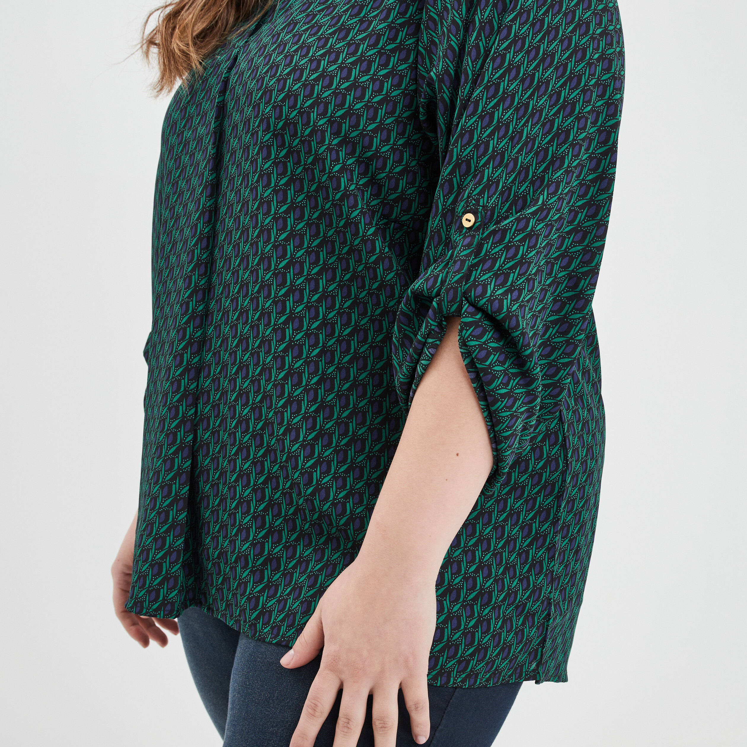 Blouse manches 3 4 bleu marine femme grande taille | La Halle