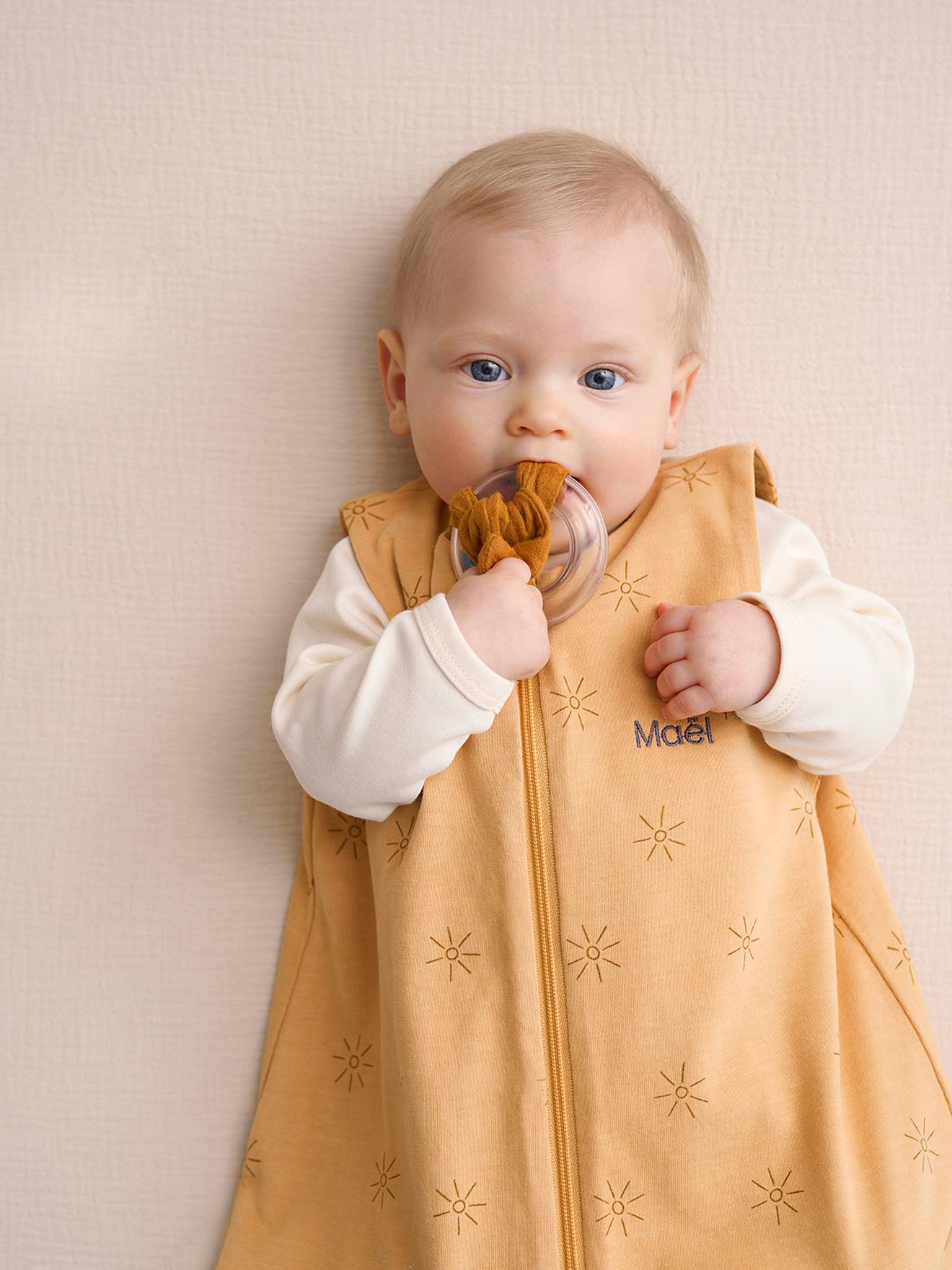Vertbaudet Baby Sommer-Schlafsack BALI, personalisierbar Oeko-Tex - gelb bedruckt