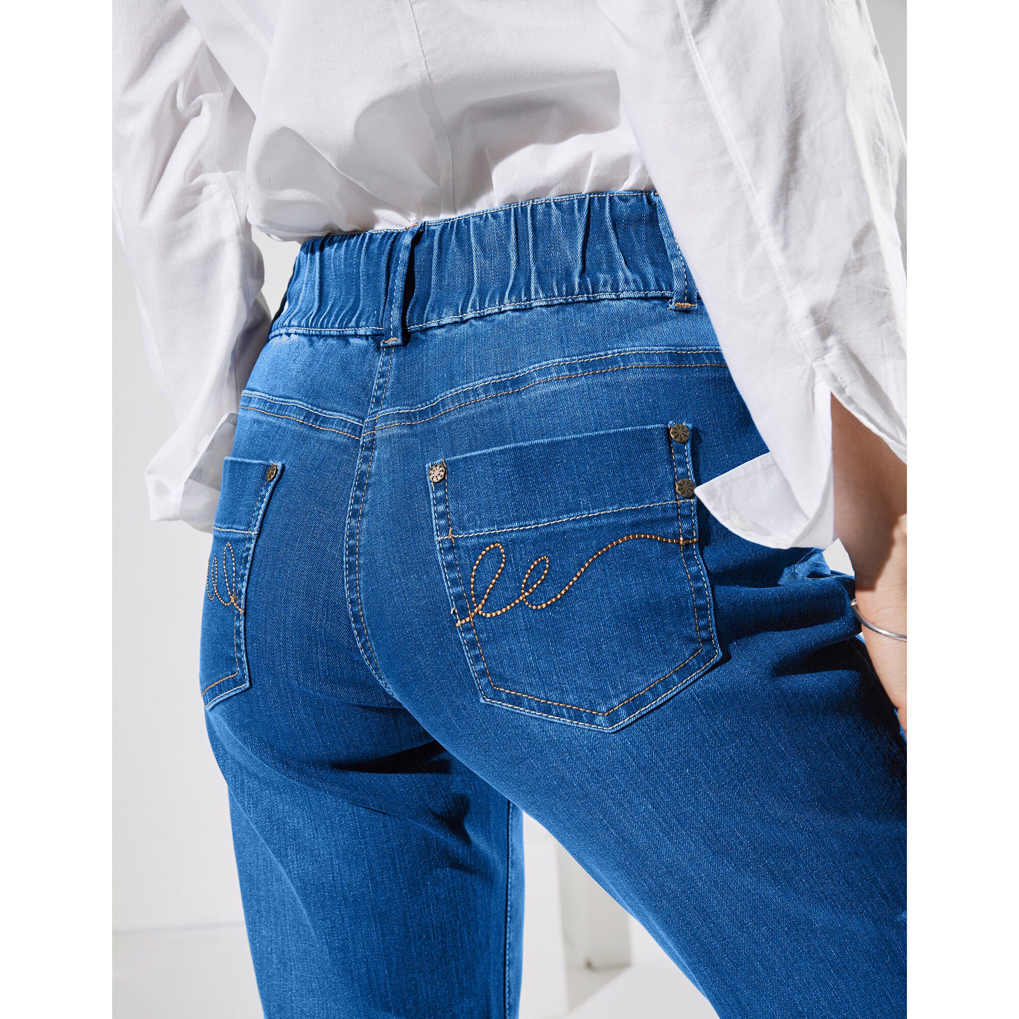 Jean mom taille élastiquée stretch