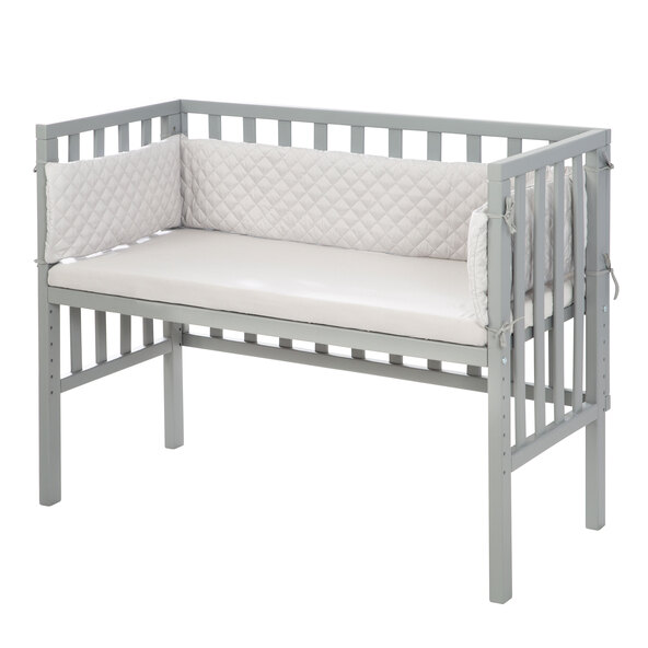 2-in-1 Beistellbett, inkl. Decke in Strickoptik, grau