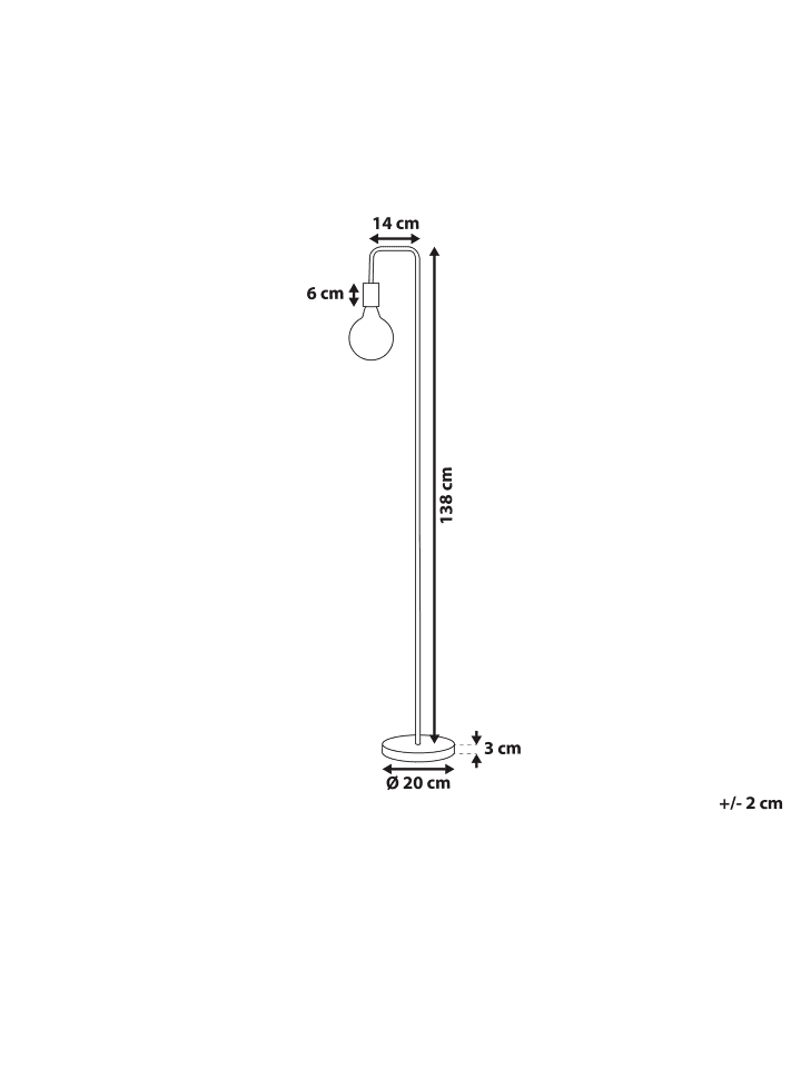 Beliani Stehleuchten SAVENA in Kupfer - (W) 20 x (H) 140 x (L) 14 cm günstig kaufen onesize