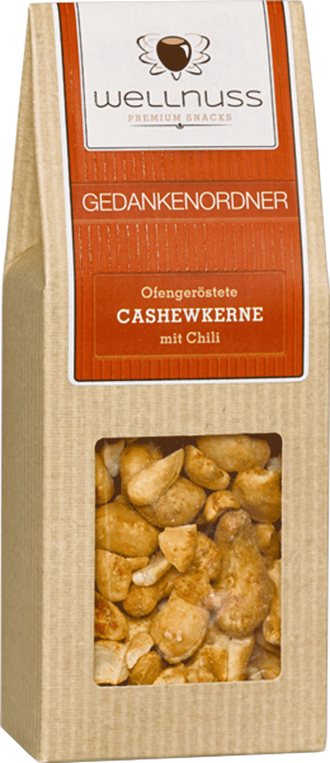 Wellnuss Premium Cashewkerne geröstet mit Chilli 60g