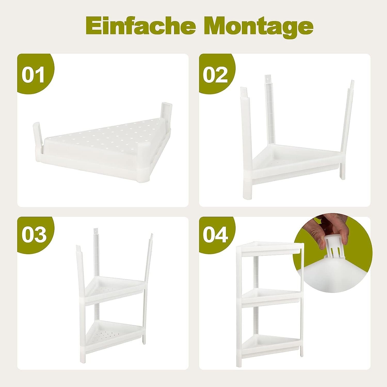 KOMFOTTEU Eckregal Nischenregal, 2er Set, mit erhöhte Kante, 33x33x70 cm