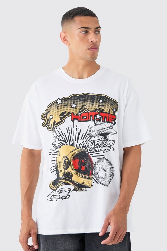 Oversize T-Shirt mit Disco Astronaut Print