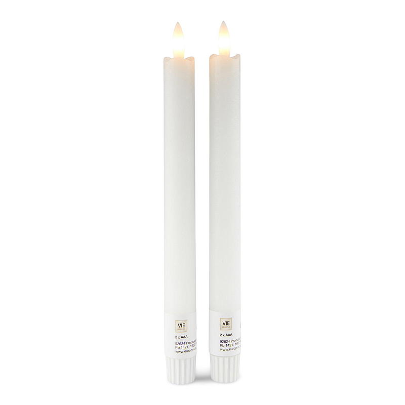 Vie Selected Kronelys 2-pk 24 cm LED timer hvit