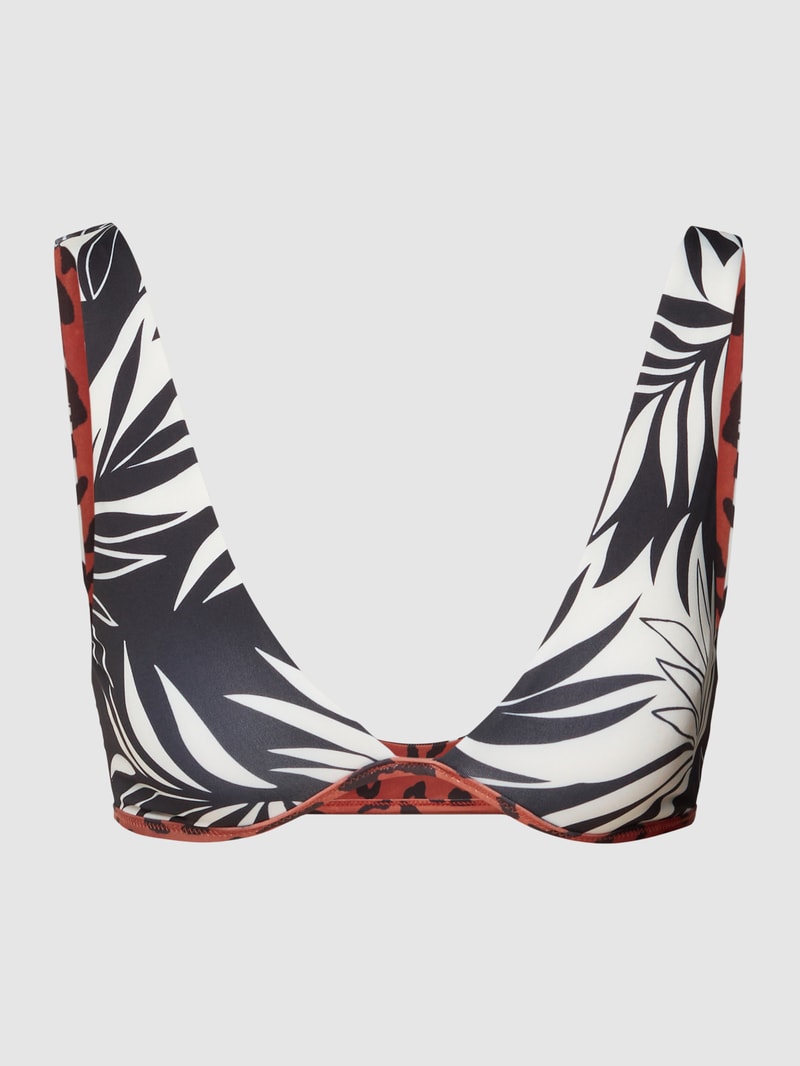 Bikini-Oberteil mit Allover-Muster in offwhite