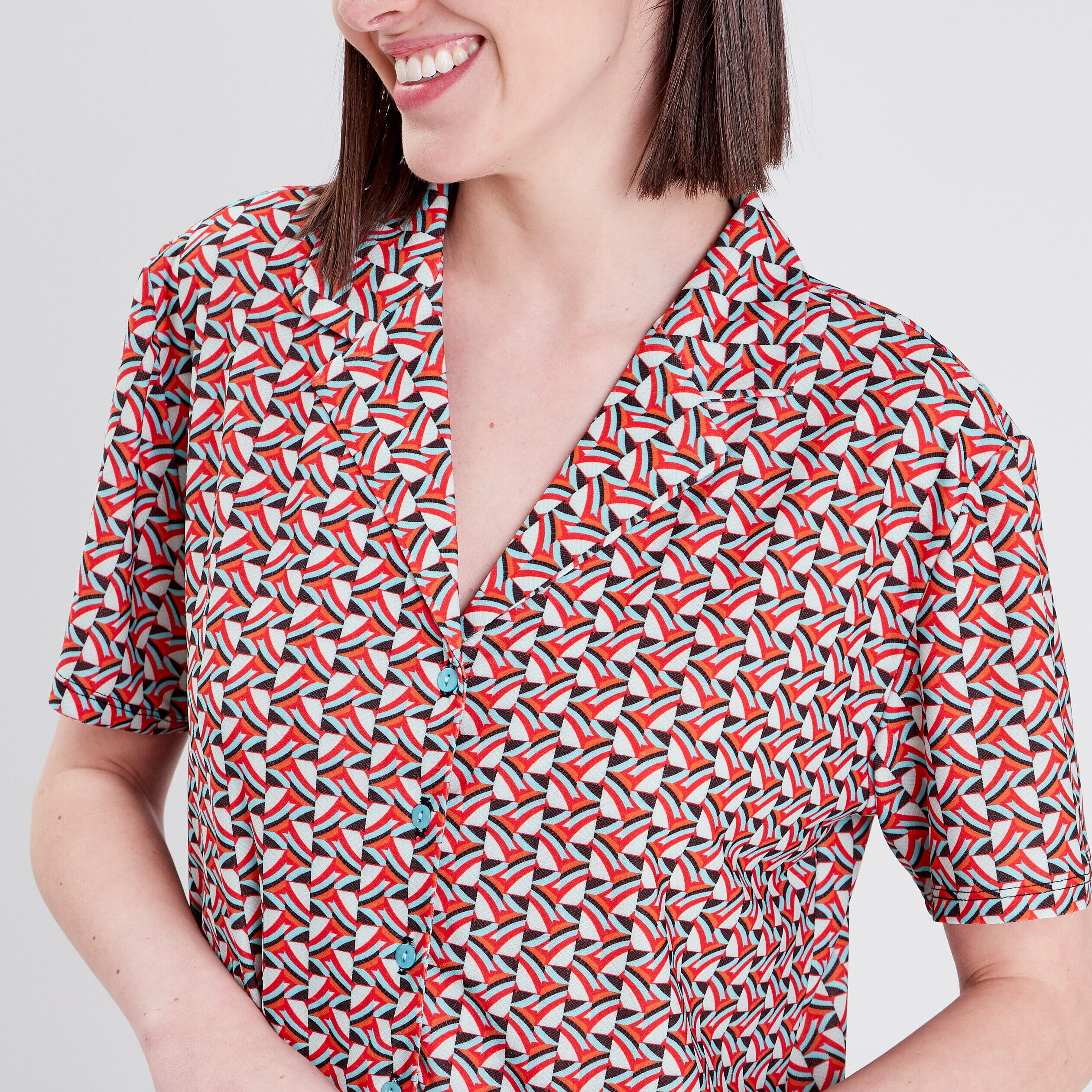 Chemise manches courtes rouge femme | Cache Cache