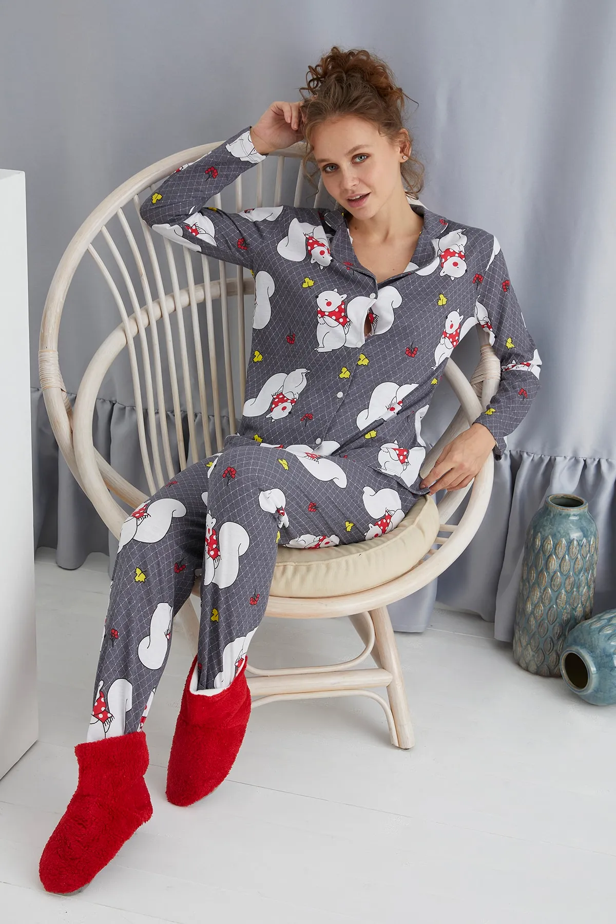 STRAWBERRY  Pyjama-Set mit Knöpfen
