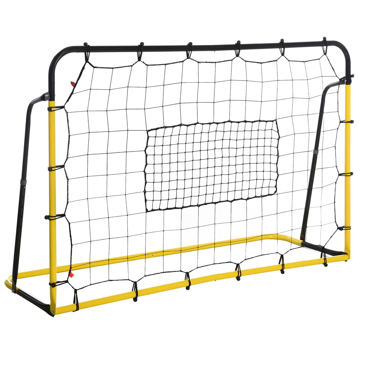 HOMCOM Kickback Fußball Rebounder Tor Rückprallwand Netz für Fußball Gelb Schwarz 184 x 63 x 123 cm