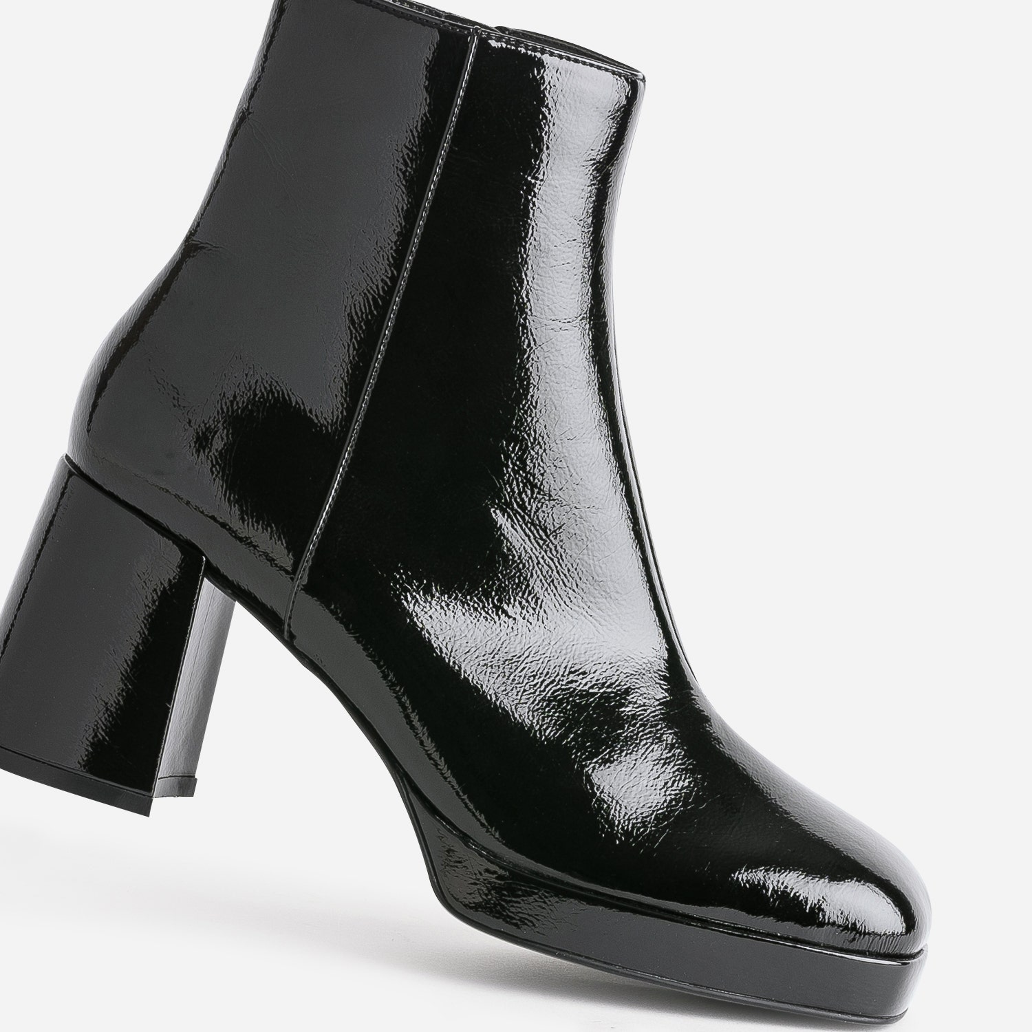 Boots noir éco-conçu verni à plateforme
