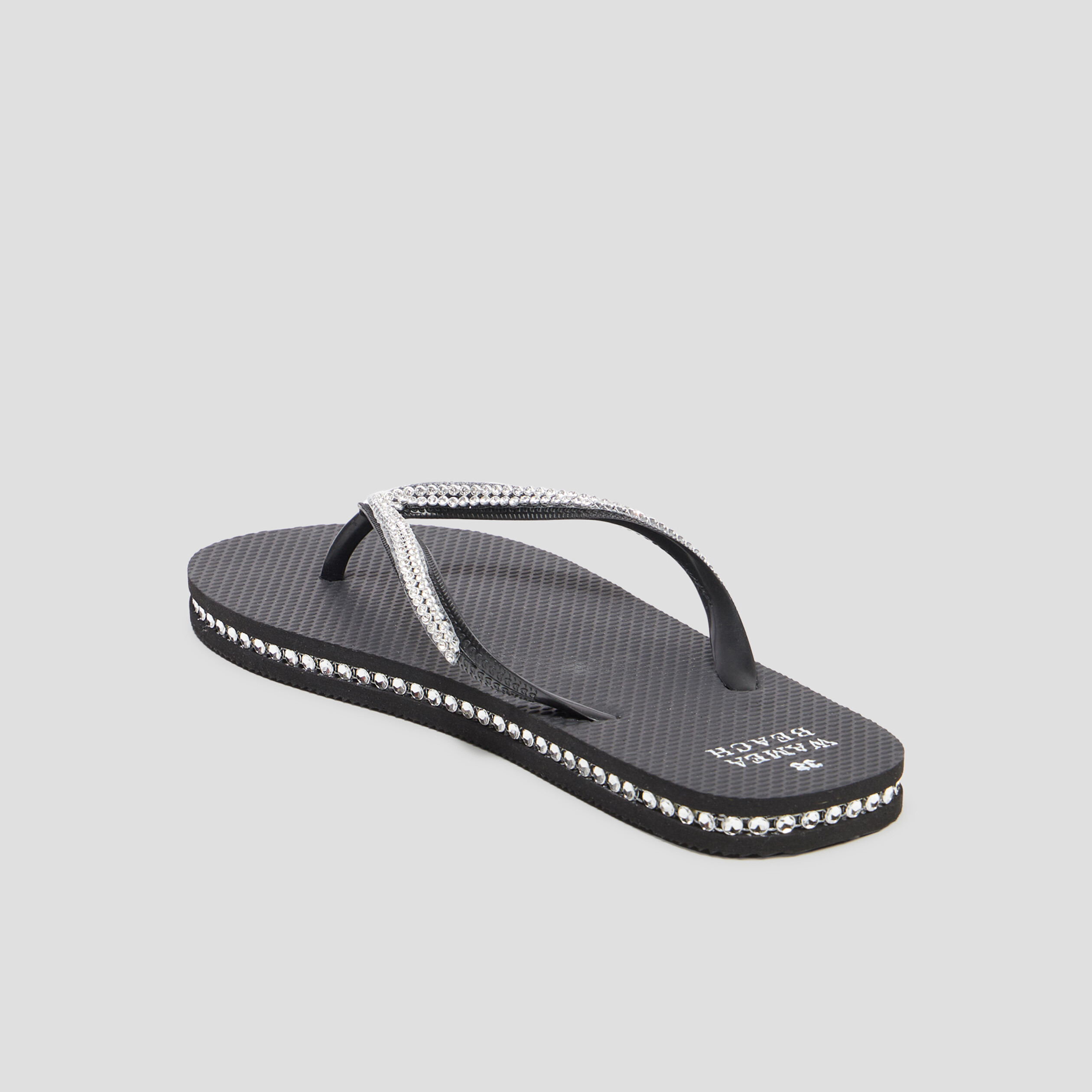 Tongs avec strass Wamea Beach noir femme | La Halle