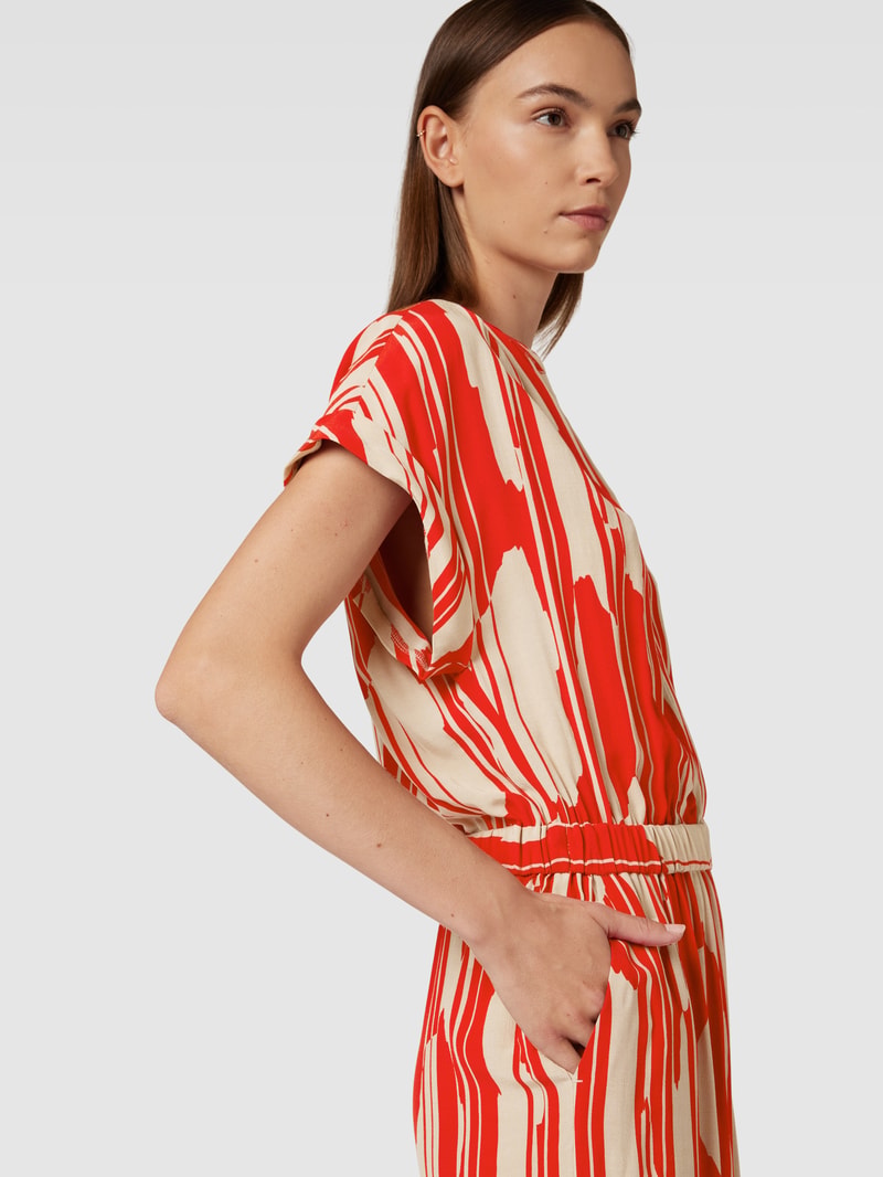 Jumpsuit aus Viskose mit Allover-Muster in rot