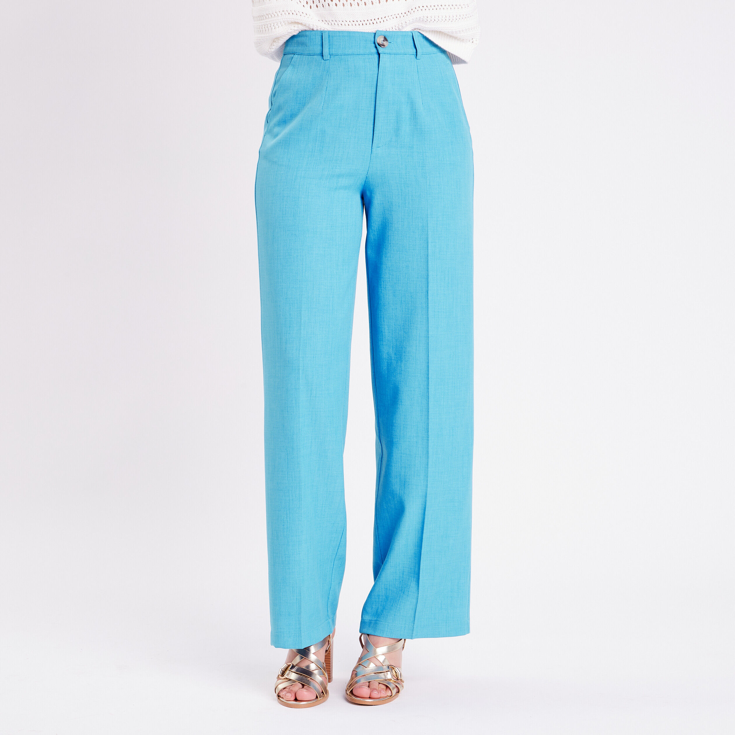 Pantalon city large bleu femme | Cache Cache