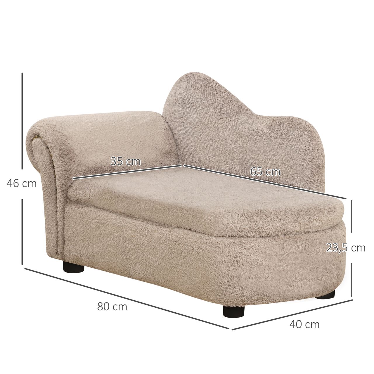 PawHut Hundesofa, Haustiersofa mit Stauraum, Hundebett in Samtoptik, Beige